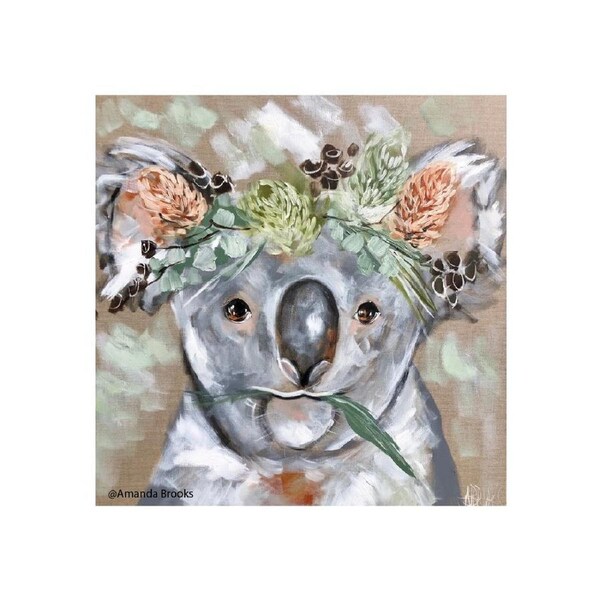 Amanda Brooks Trivet Koala Artwork Design Dolomite Stone Cork Backing 20x20cm