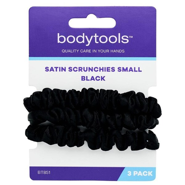 Bodytools Satin Scrunchies Black Small 3 Pack