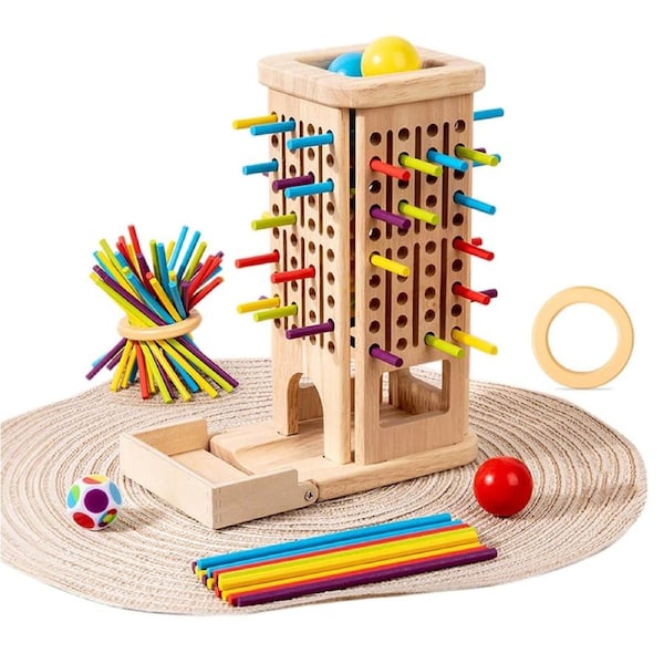 Wooden 3-in-1 Stick Pulling Balance Game for Kids and Family