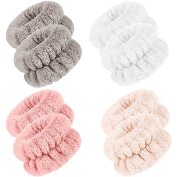 8pcs Microfiber Wrist Sweatbands for Spa, Washing, and Sports Use