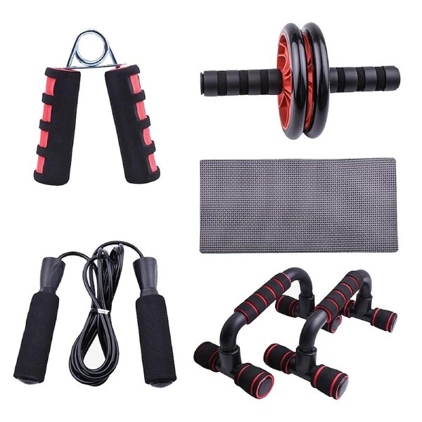 5-in-1 AB Roller Kit with Push-Up Bar and Hand Gripper for Core Workout