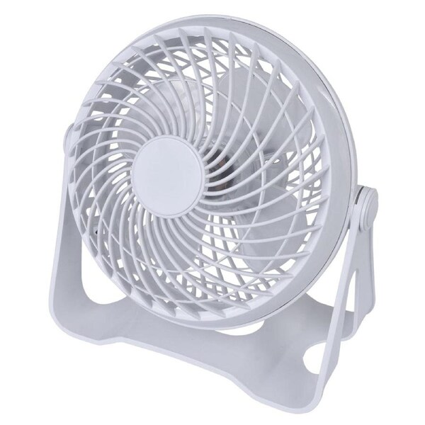 USB Powered Desk Fan – Portable 2-Speed Adjustable Angle Cooling Fan (White)
