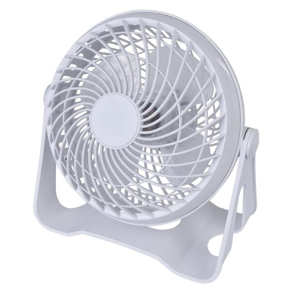 USB Powered Desk Fan – Portable 2-Speed Adjustable Angle Cooling Fan (White)
