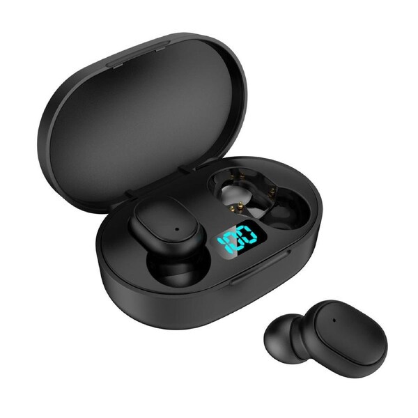 Laser True Wireless Earphones LED Display Black Bluetooth 5.3 Charging Case