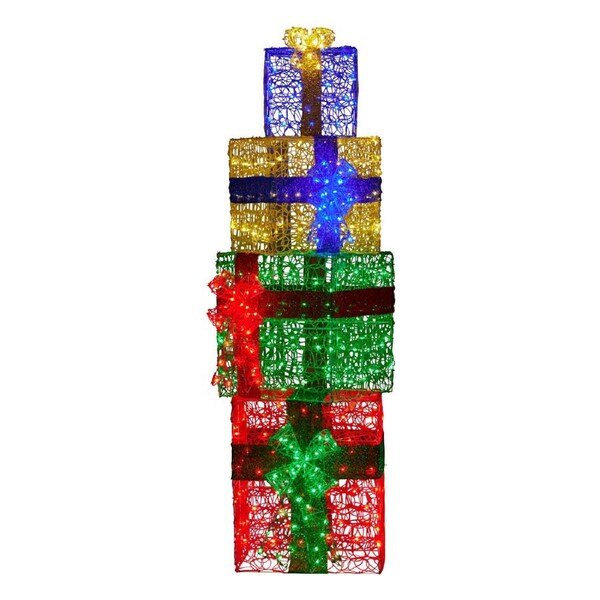Christabelle 1.9m Christmas 4-Piece Gift Stack LED Lights Bows Indoor Outdoor Front Lawn Yard Decoration Statue