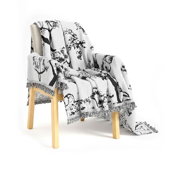 SOGA One-seater White Sofa Cover Tree Print 130x180cm Polyester