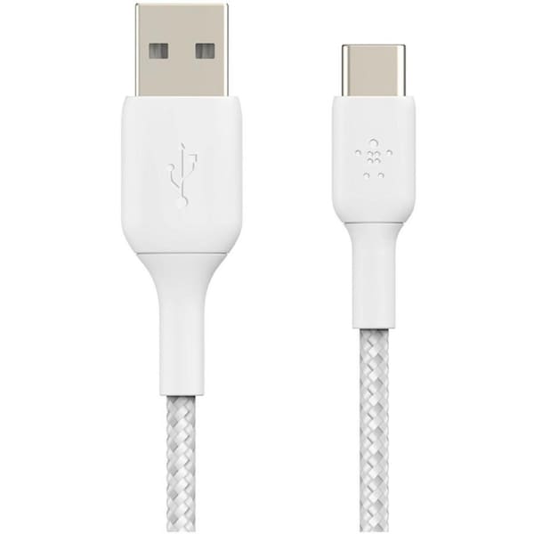 Belkin - BoostUP Charge Braided Cable USB-A to USB-C 1m - White