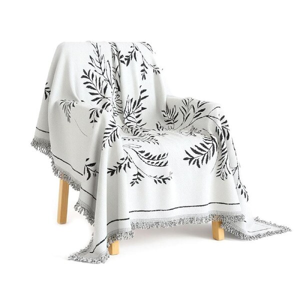 SOGA One-seater White Sofa Cover Leaf Print 130x180cm Polyester