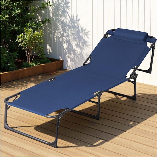 Gardeon Sun Lounge Folding Lounger Camping Beach Chair Patio Outdoor Furniture Garden Blue