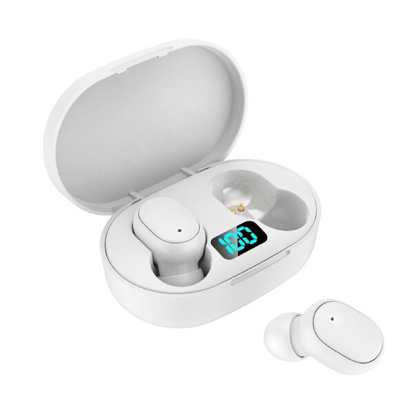 Laser True Wireless Earphones LED Display White Bluetooth 5.3 Rechargeable