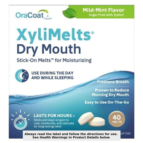 OraCoat Xylimelts Dry Mouth Stick On Melts Mild Mint 40 Pack