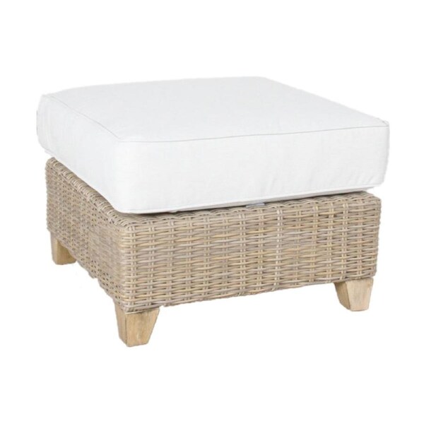 Stamford Outdoor Wicker Ottoman Chair Seat Light Grey