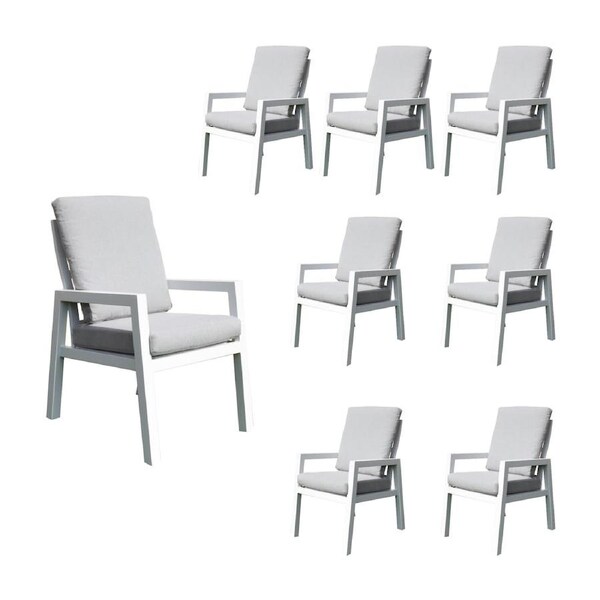 Furano 8pc Set Aluminium Outdoor Dining Chair White