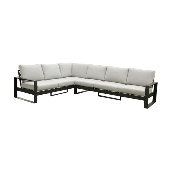 Furano 5 Seater Aluminium Outdoor Corner Lounge Gunmetal Grey