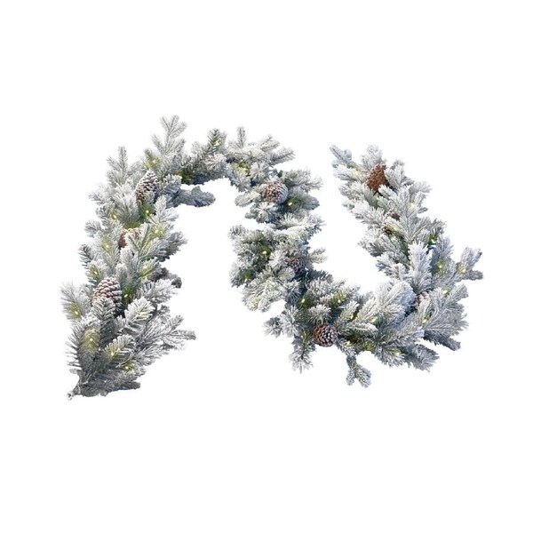 Christabelle 2.7m Christmas Garland with Lights Dorchester Snow Tree Decoration Ornament