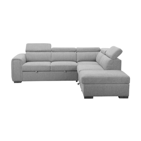 Olia 2 Seater Fabric Modular Corner Pull Out Sofa Bed Storage Ottoman Grey