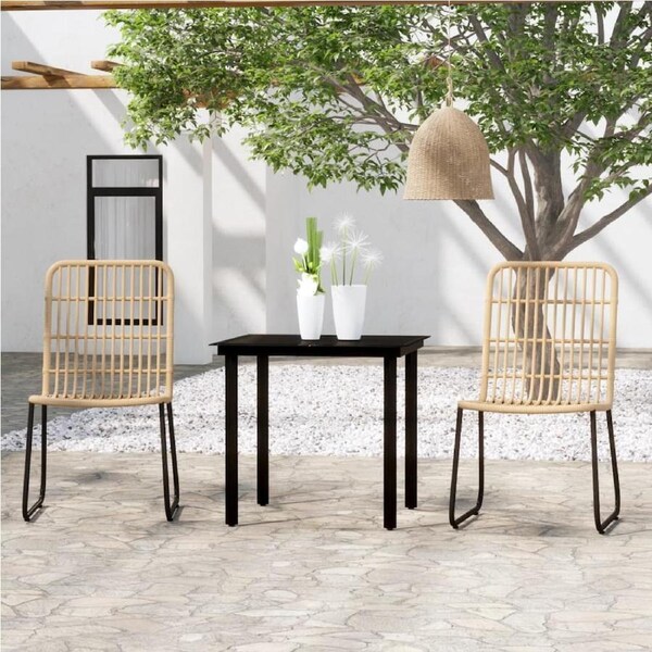 3 Piece Garden Dining Set Oak vidaXL
