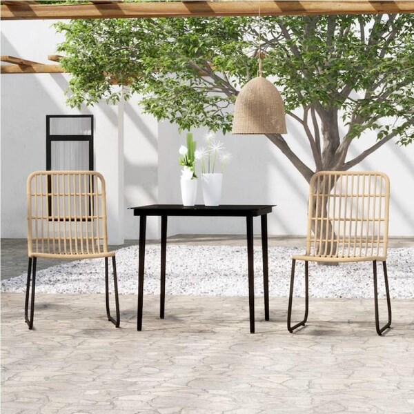 3 Piece Garden Dining Set Oak vidaXL