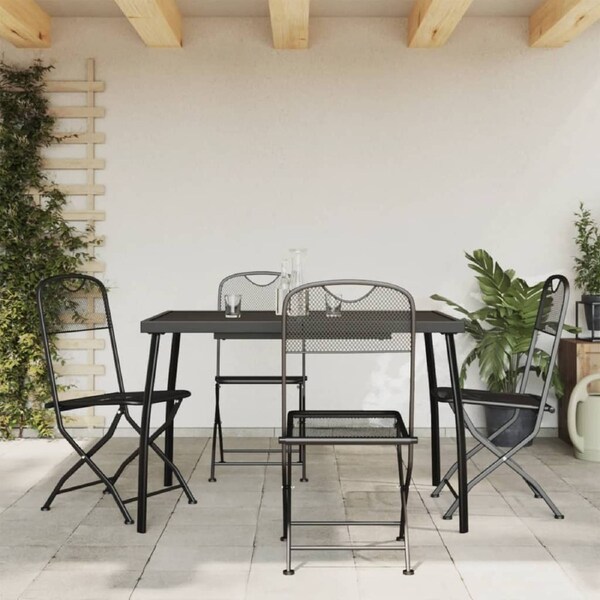 5 Piece Garden Dining Set Anthracite Metal Mesh vidaXL