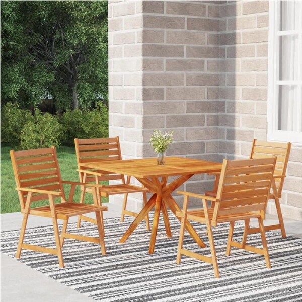 5 Piece Garden Dining Set Solid Wood Acacia vidaXL