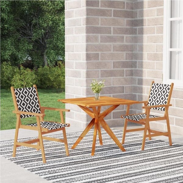 3 Piece Garden Dining Set Solid Wood Acacia vidaXL