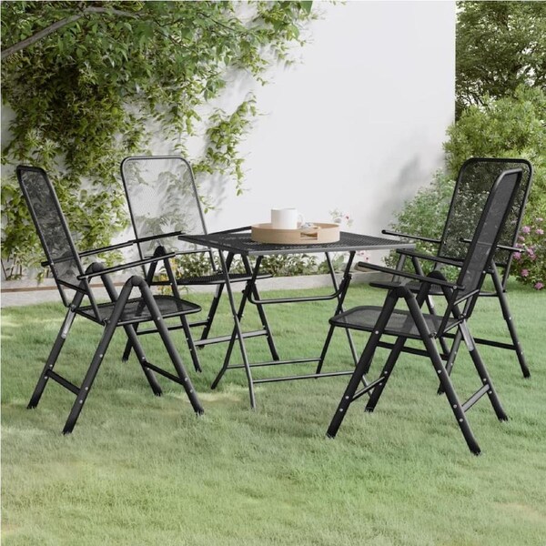 5 Piece Garden Dining Set Expanded Metal Mesh Anthracite vidaXL