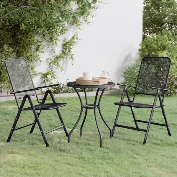 3 Piece Garden Dining Set Expanded Metal Mesh Anthracite vidaXL
