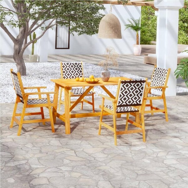 5 Piece Garden Dining Set Solid Wood Acacia vidaXL