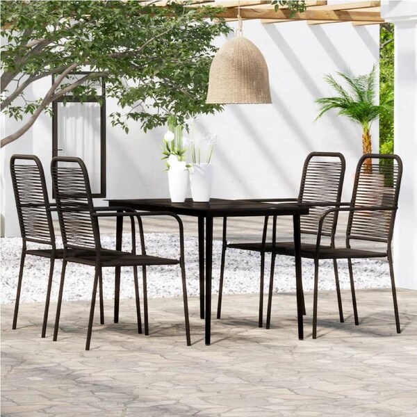 5 Piece Garden Dining Set Black vidaXL
