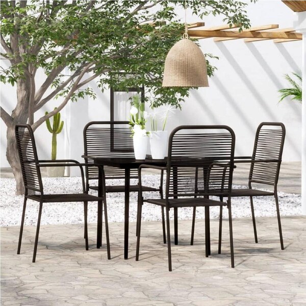 5 Piece Garden Dining Set Black vidaXL