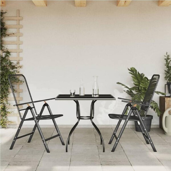 3 Piece Garden Dining Set Anthracite Metal Mesh vidaXL