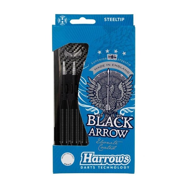 Harrows Brass Barrel Black Arrow Darts Set w/ Flights Shafts & Carry Case 25GM