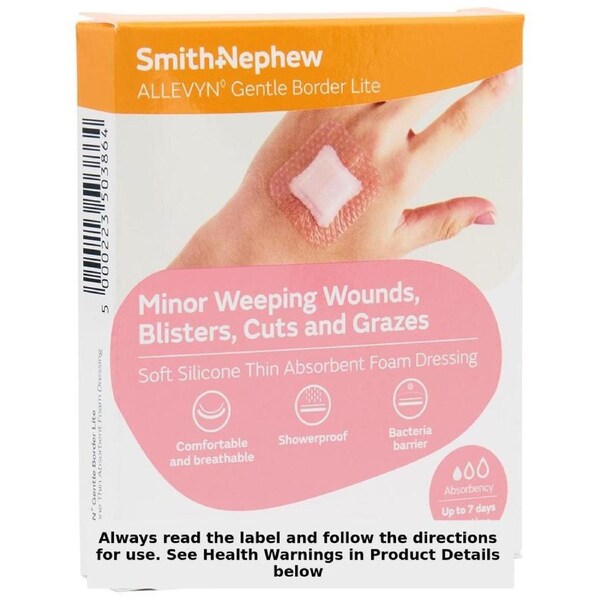 Allevyn Gentle Border Lite 5cm x 5cm Foam Dressing 3 Pack
