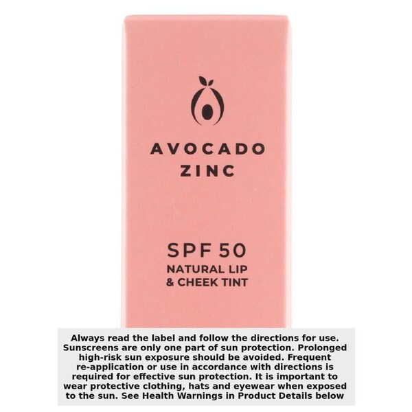 Avocado Zinc SPF50 Natural Lip & Cheek Tint - Rose 9g