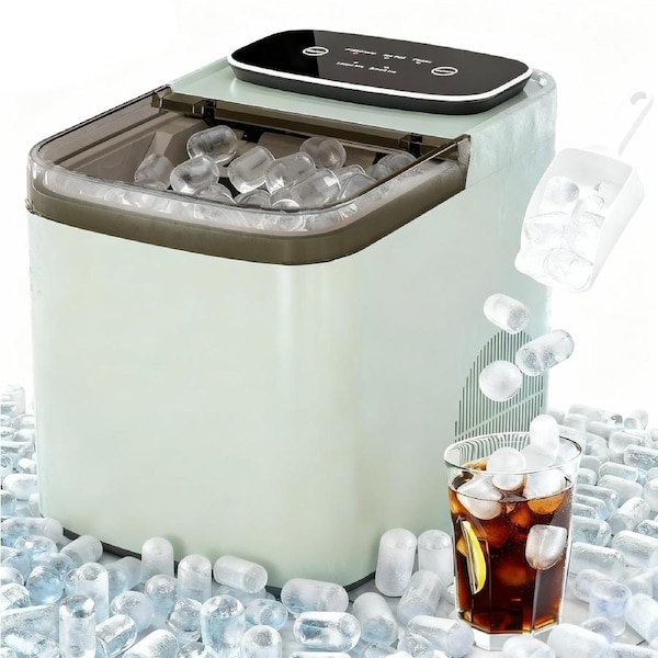 Advwin Ice Maker with LED Display, 12KG/24H Portable Ice Machine with 9 Cubes in 6 Mins, Self-Cleaning Countertop Ice Cube Maker for Home/Bar/Kitchen/Office