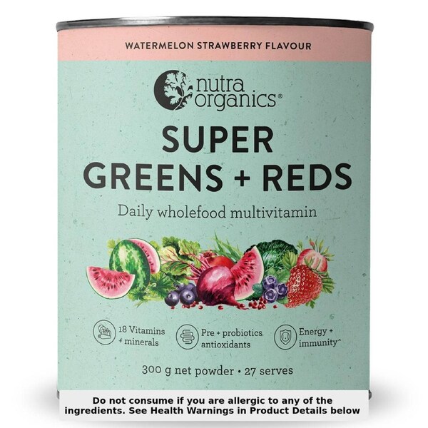 Nutra Naturals Super Greens + Reds Watermelon Strawberry 300g