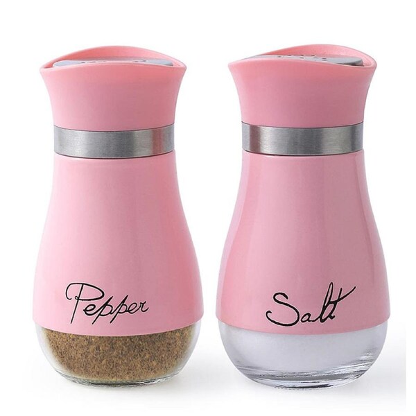 Catzon 2 Pcs Pepper Shakers Refillable with Stainless Steel Lid Kitchen Gifts-Pink