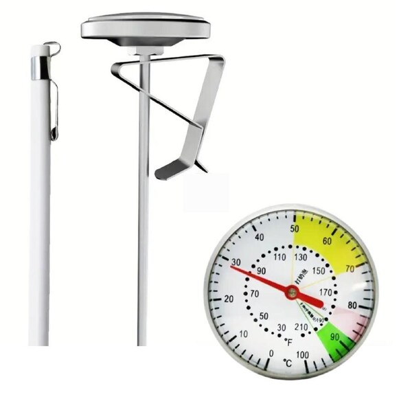 Stainless Steel Coffee Thermometer with Clip and Wand Cover