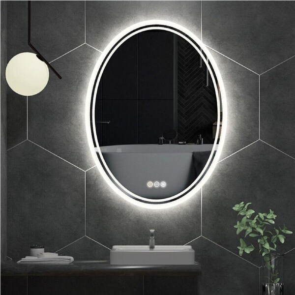 600x800 Smart Frameless LED Bathroom Mirror Oval Demist Vanity Makeup Mirror