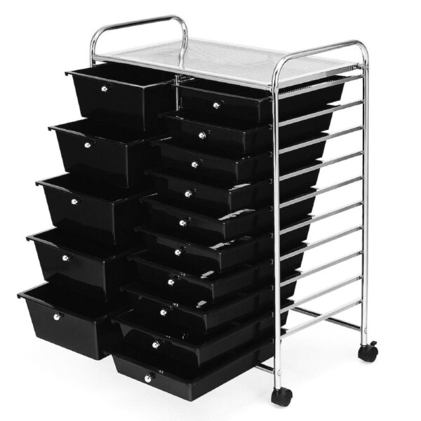 15 Drawer Rolling Storage Cart Trolley Paper Home Office Organiser with Wheels