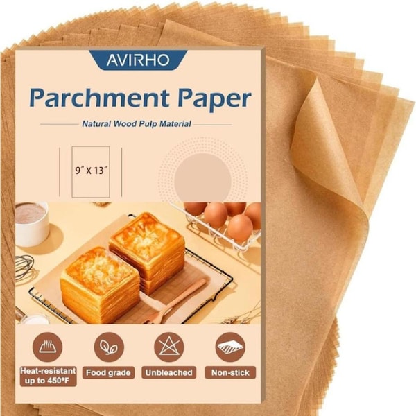 Parchment Paper Baking Sheets, 9x13IN Precut Non-Stick Parchment Paper for Baking, Grilling, Air Fryer, Steaming-Unbleached Parchment Sheets for Bread Cup Cake Cookie And More, 70 Sheets