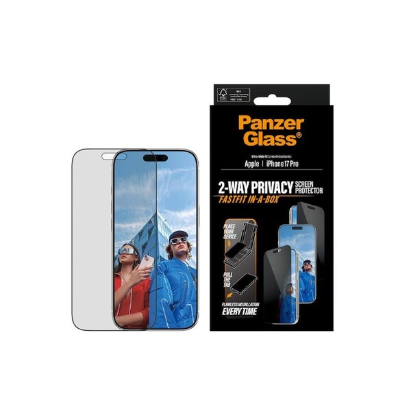 PanzerGlass Privacy UltraWide Fit Screen Protector with Fastfit in-a-box apple iPhone 17 Pro