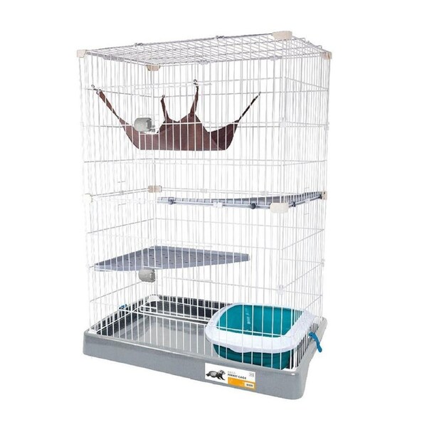 M-Pets Ferret & Puppy Iron Cage - 2-Tier Play House with Hammock & Ramp - 120x92cm - Spacious and Durable Cage