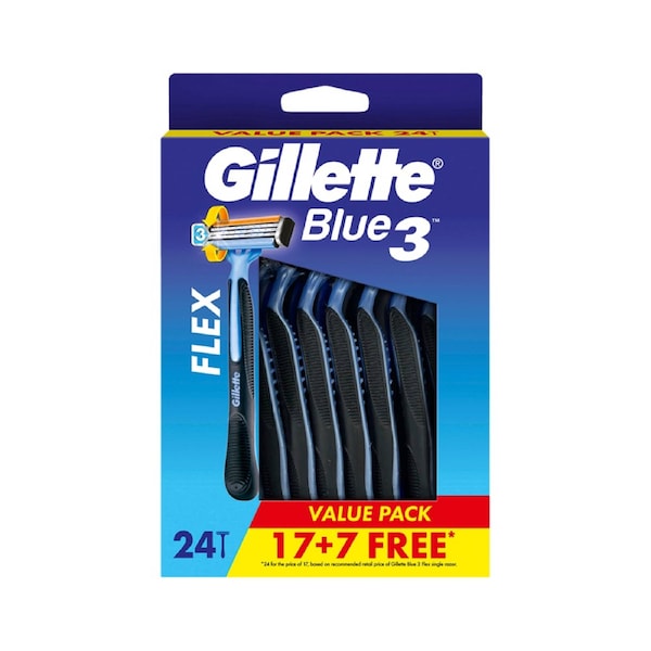 Gillette Blue II Razor 24 Pack Chromium coated Comfort Blades - Aloe-Infused Twin Blade Razors - Disposable Razors - High Performance Razor - Everyday Shaving -