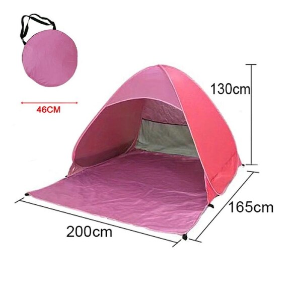 Pop Up Beach Canopy UV Camping Fishing Tent Mesh Sun Shade Shelter 4 Persons Pink