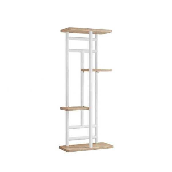 Wooden Multi-Tier Flower Plants Shelf Display Rack Indoor And Outdoor Flower Stands 4 Layers 5 Pots