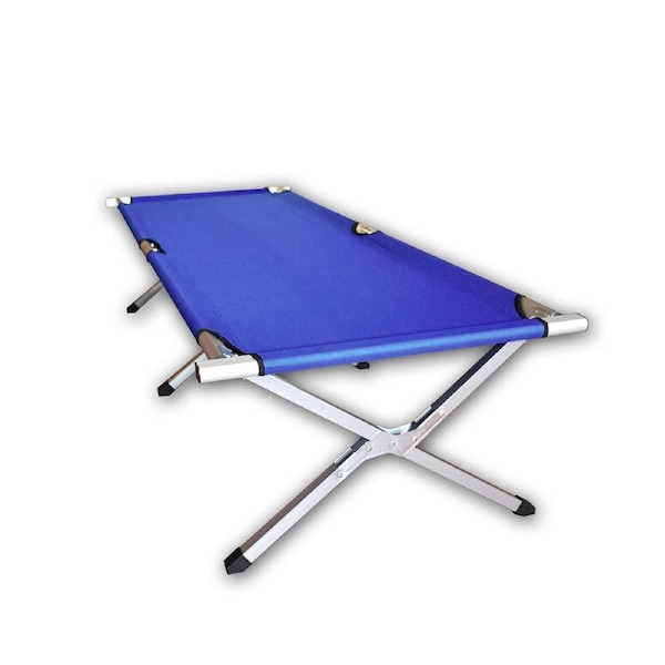 Folding Camping Bed Stretcher Light Weight Camp Portable With Carry Bag Blue