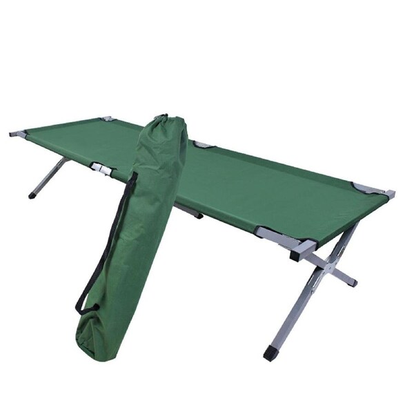 Folding Camping Bed Stretcher Light Weight Camp Portable With Carry Bag Green