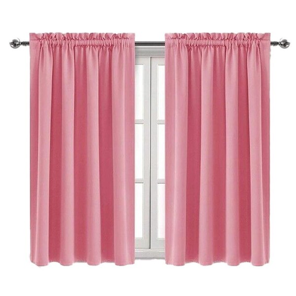 Home Blackout Window Curtains Pinch Pleat Thermal Insulated Solid Drapes - Pink 42 x 54in