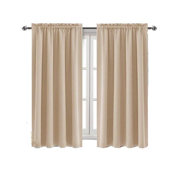 Home Blackout Window Curtains Pinch Pleat Thermal Insulated Solid Drapes - Yellow 42 x 54in